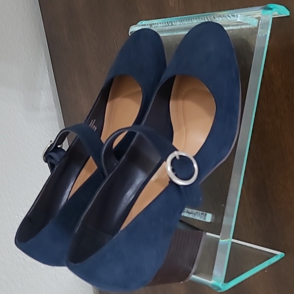 Style & Co. Macys JURNAE Navy Suede Block Heel Pumps Womens Mary Jane Shoes - Picture 2 of 10